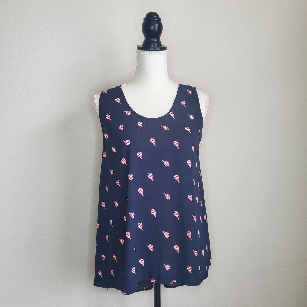 W5 Red White Balloon Print Sleeveless Top Medium